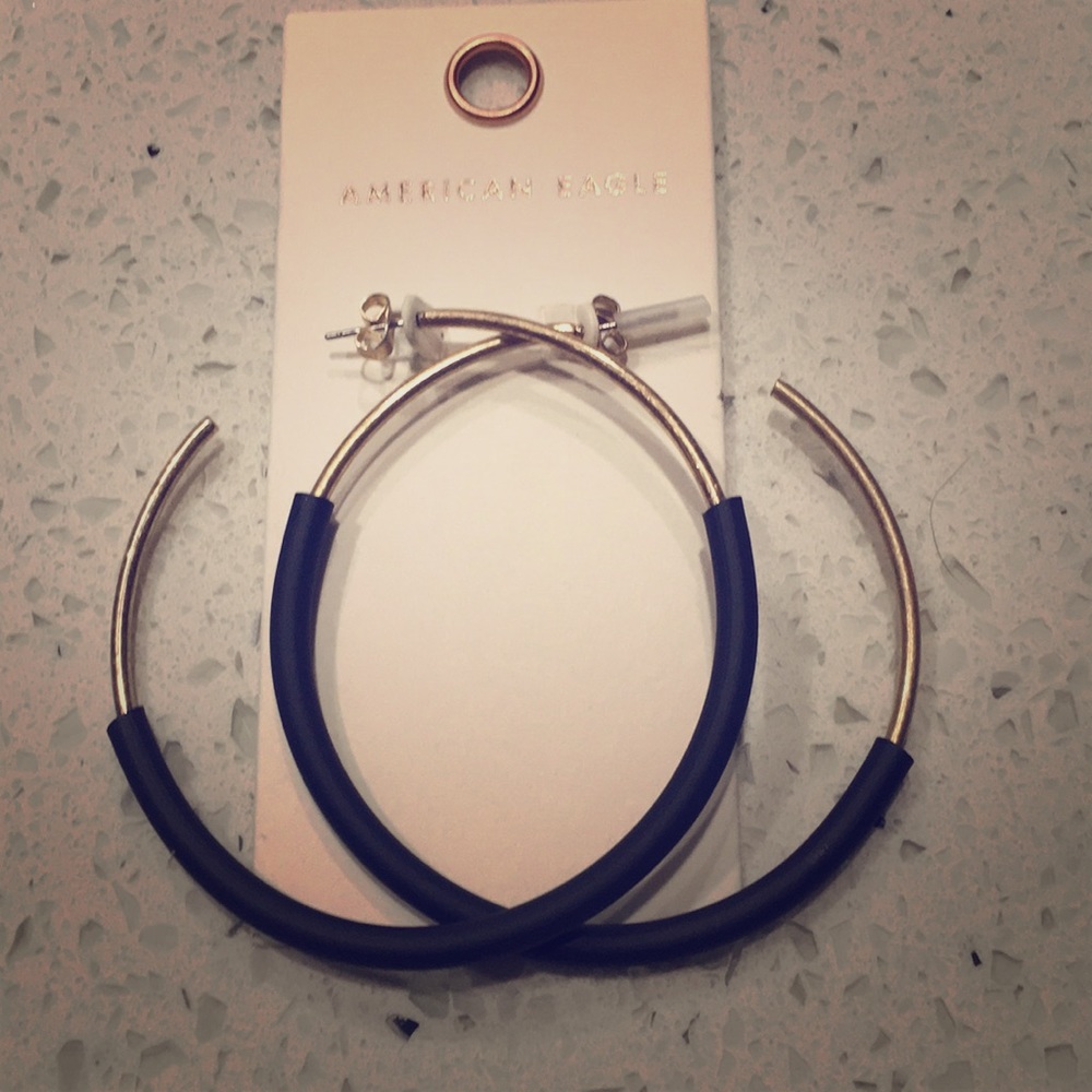 American Eagle gold and black hoop earrings